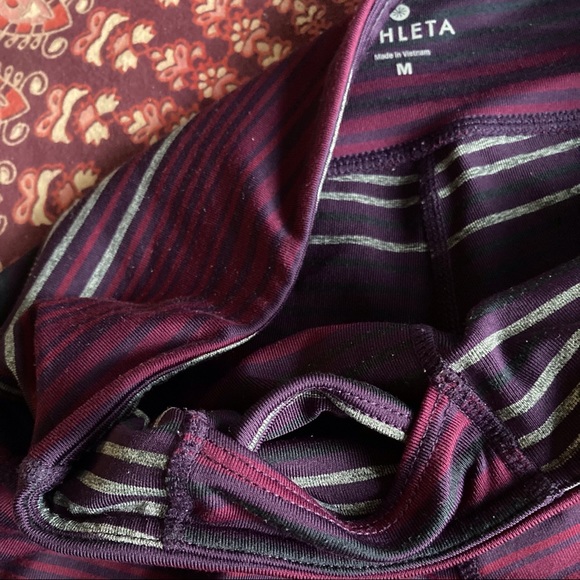 Athleta Purple Stripe Chaturanga Legging Size M - Picture 6 of 12